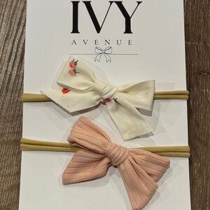 SHORTCAKE DUO • 2 baby nylon headbands;pink, strawberry print headbands handmade